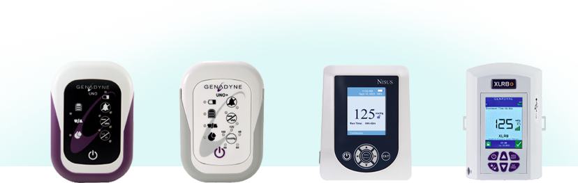 Images of the Genadyne UNO NPWT Pump System, Genadyne UNO+ NPWT Pump System, Cork Medical Nisus® NPWT Pump System, and Genadyne XLR8+ NPWT Pump System